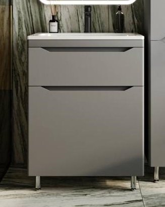 Тумба напольная "Марелла 60" (2 ящ.) Люкс антискрейтч серый, PLUS