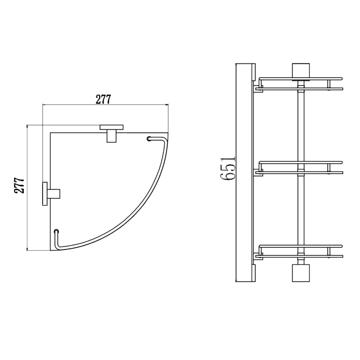 Полка угловая стеклянная Savol S-065322C-3, бронза