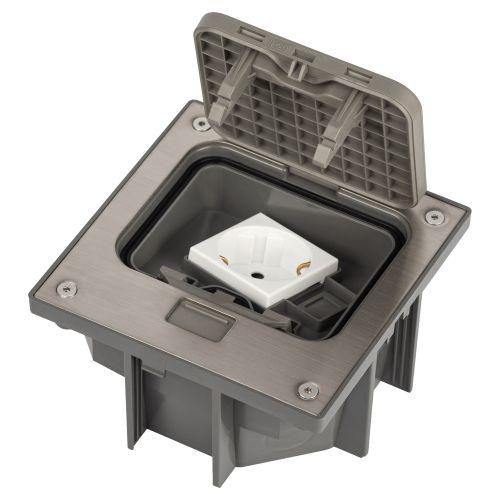 Люк 18-6001-03 IP66 в бетон с розеткой защелка сер. Эра Б0063266