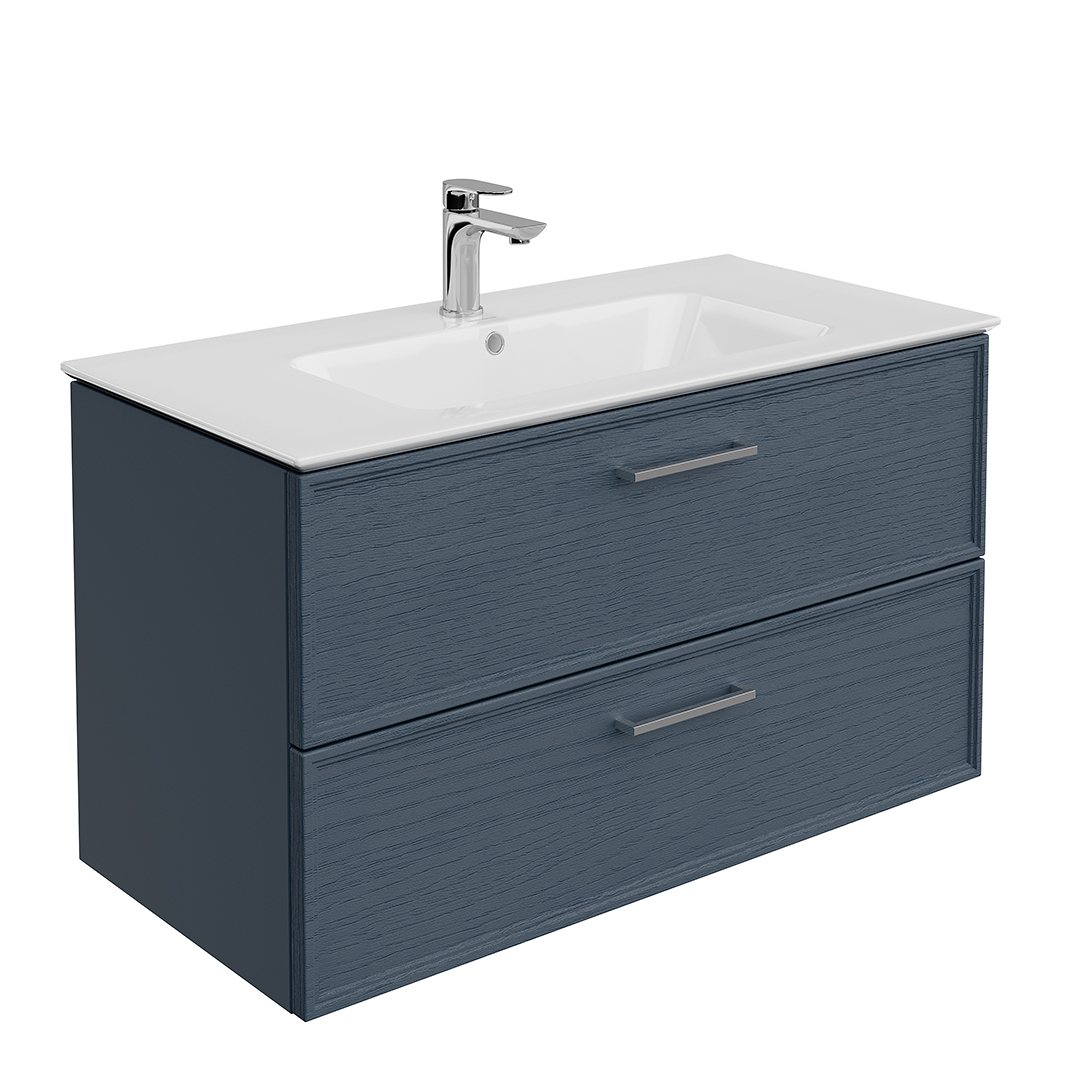 Тумба PIANO Classic подвесная 95 см, 2 ящика, ясень синий матовый