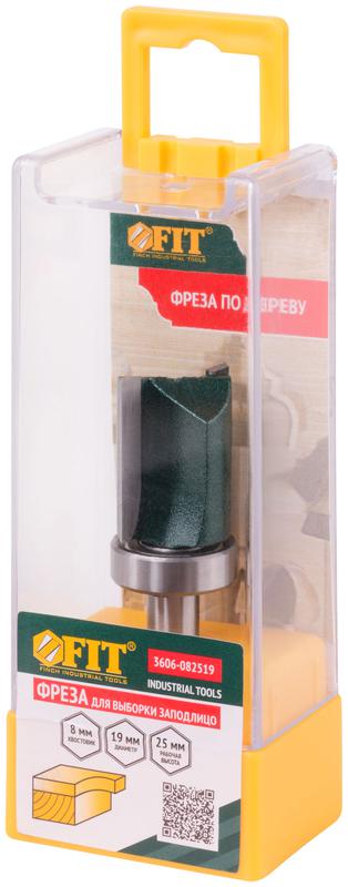 Фреза для выборки заподлицо с верхним подшипником DхHхL=19х25х66мм FIT 3606-082519