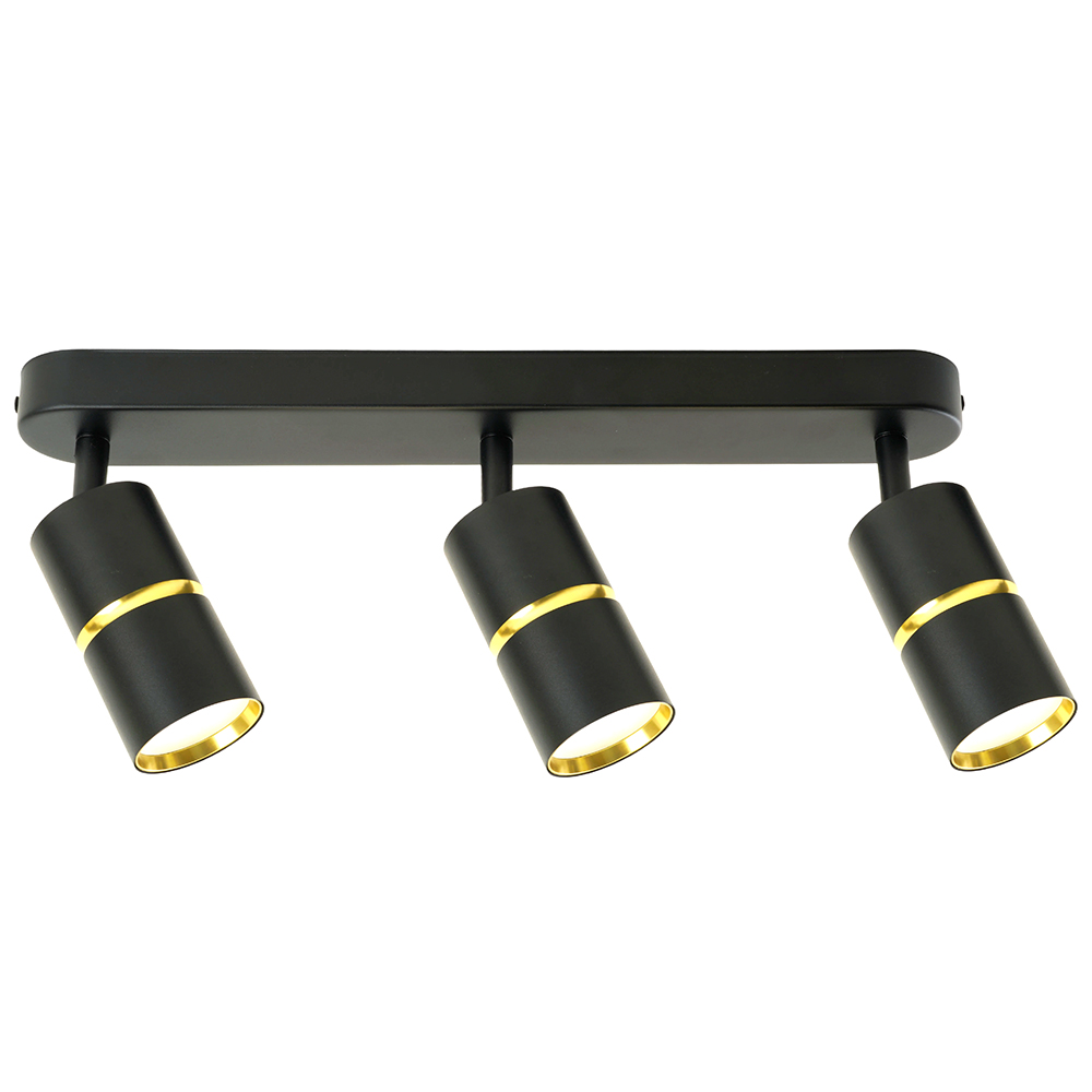 Светильник ДБО 3хGU10 без ламп наклонный черный золото