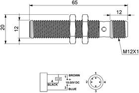 Датчик индуктивный (NPN-НО) разъем M12х3 (расс. сраб. 2мх30В DC IP67 EMAS SIM12FM1NSX