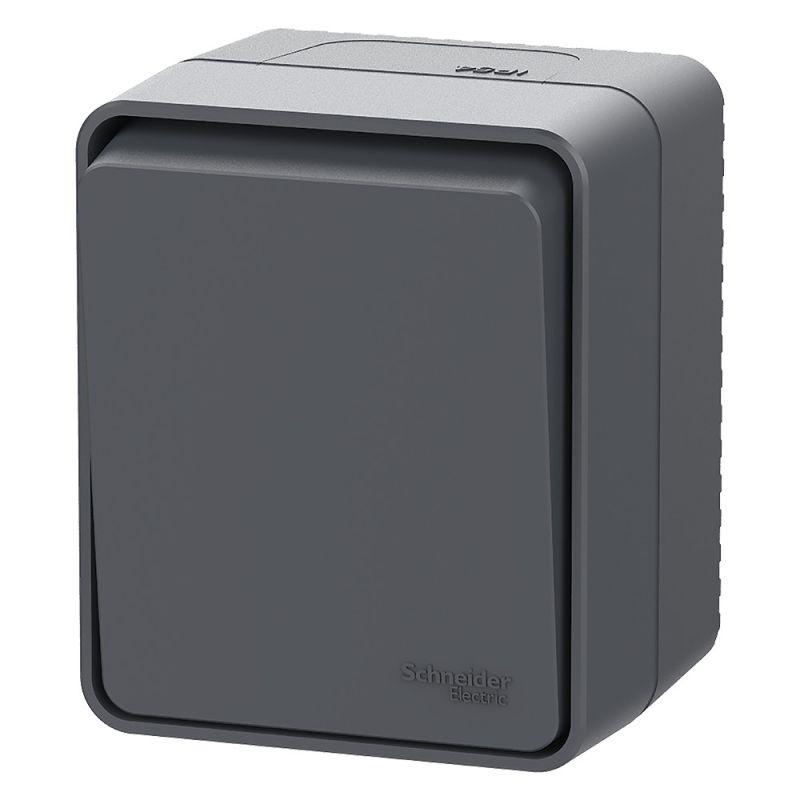 Выключатель кнопочный 1-кл. ОП AtlasDesign PROFI IP54 10АХ антрацит SE ATN544015