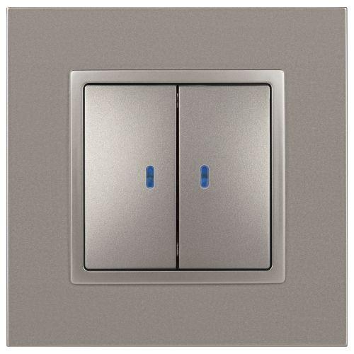 Выключатель 2-кл. Elegance 14-1105-16 250В 10АХ с подсветкой титан Эра Б0065789