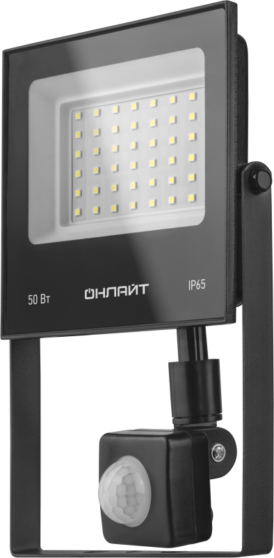 Прожектор светодиодный 90 687 OFL-02-50-6.5K-BL-IP65-LED 50Вт 6500К IP65 4000лм с датчиком движения черн. ОНЛАЙТ 90687