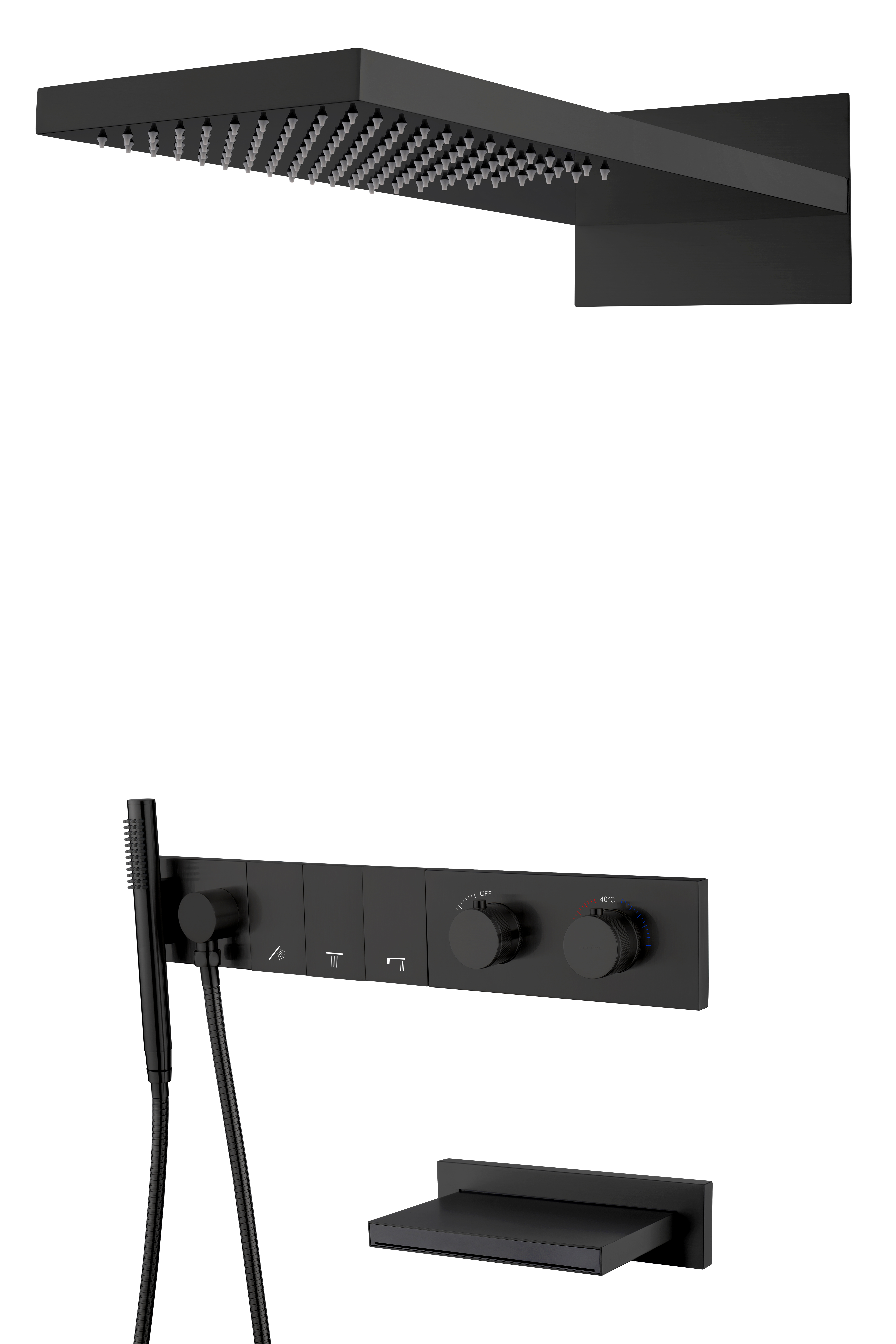 Встроенная душевая система  ZODIAC с термостатом, трехпозиционная NIKEL BRUSH