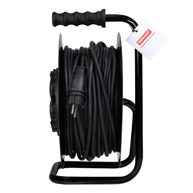 Удлинитель на метал. катушке 4х50м с заземл. IP44 КГ 3х2.5кв.мм с выключателем с защ. крышками Rexant 13-5016