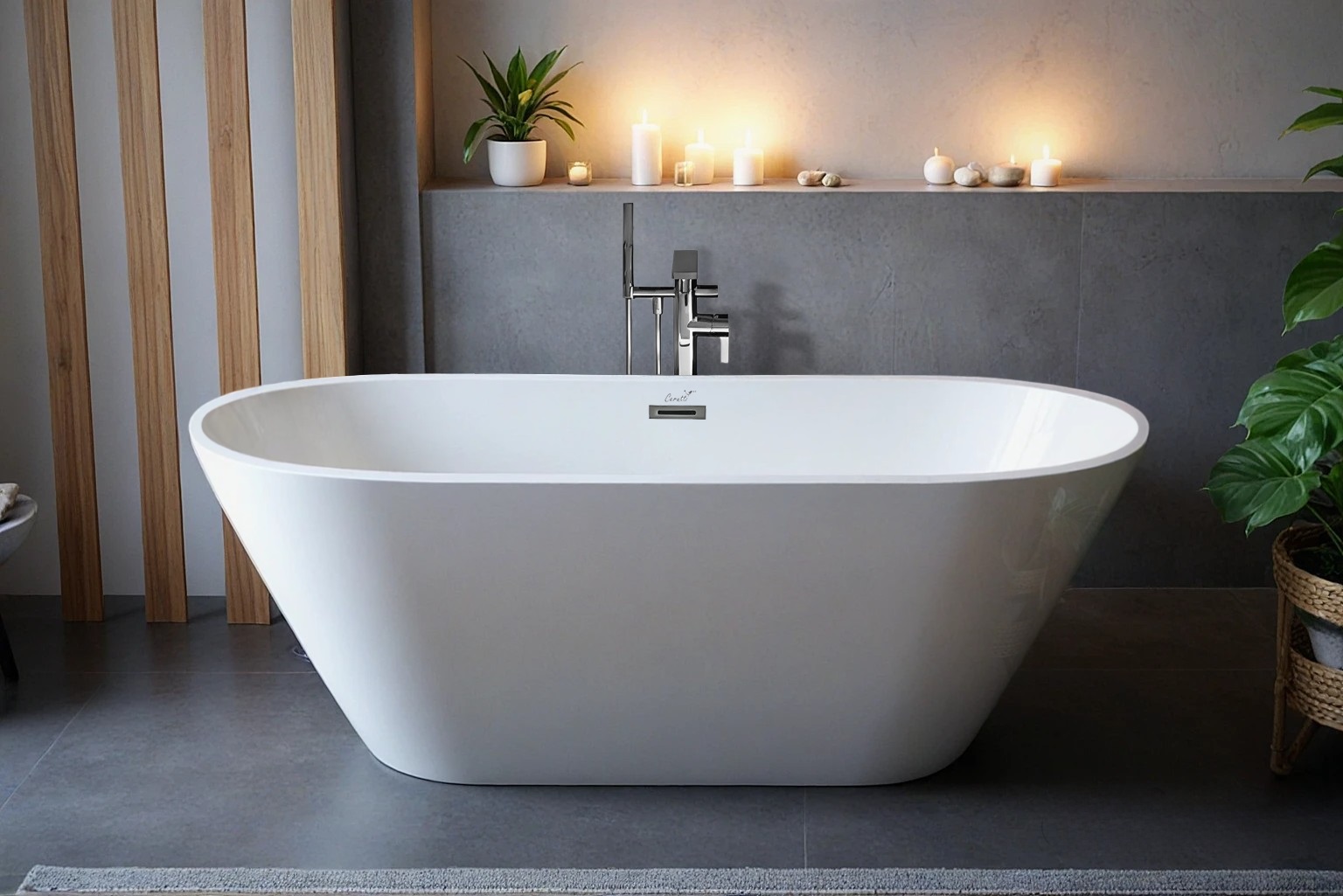 Ванна d'ISEO160 акриловая отдельностоящая, белая, со сливом-переливом Ceruttispa (1600x750x560)