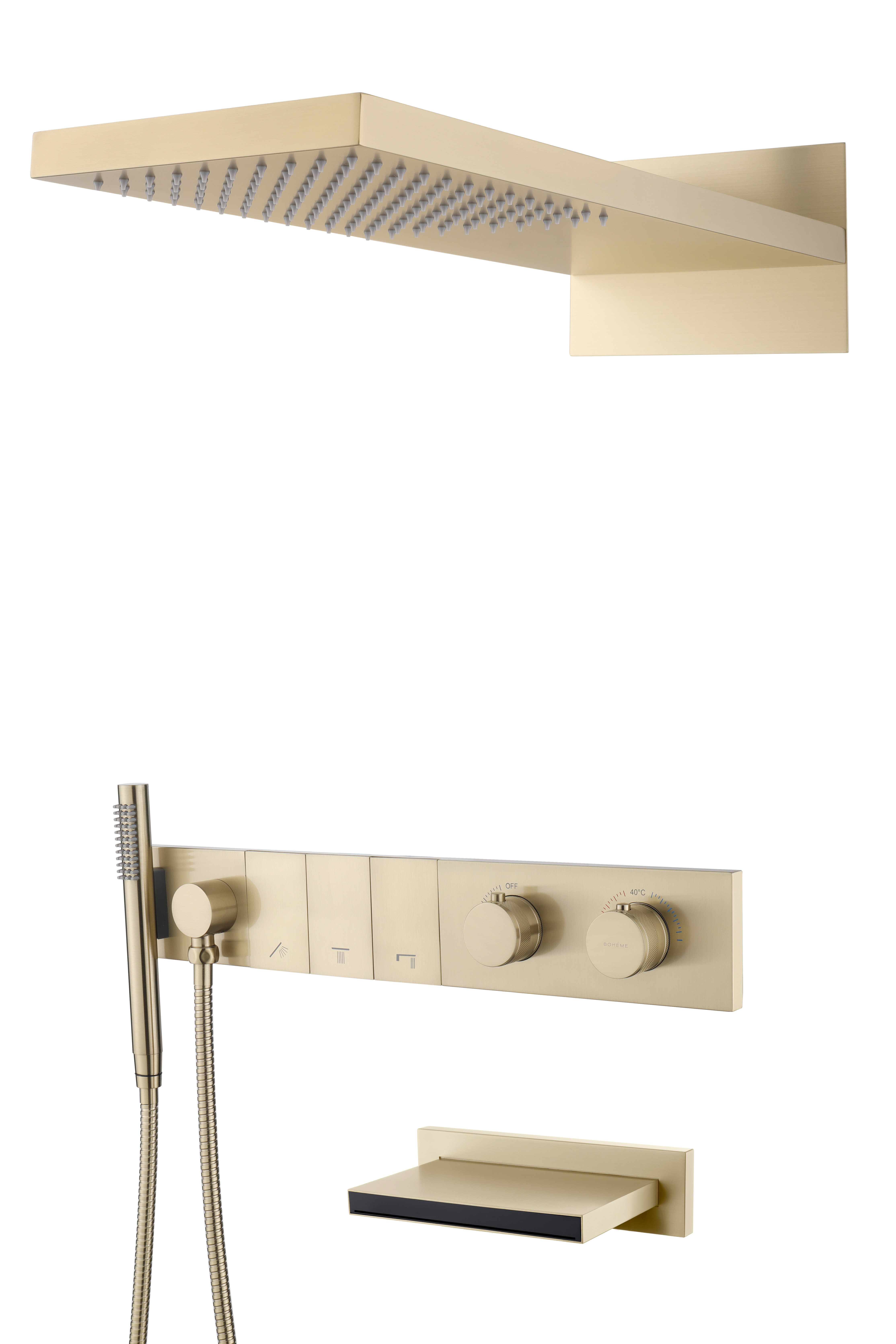 Встроенная душевая система  ZODIAC с термостатом, трехпозиционная NIKEL BRUSH