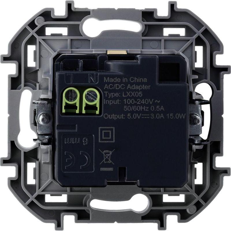 Устройство зарядное Inspiria с 2-мя USB разьемами A и C 240В/5В 3000мА сл. кость IEK 673761