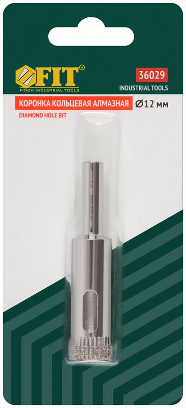 Коронка алмазная кольцевая для стекла / кафеля 12мм FIT 36029