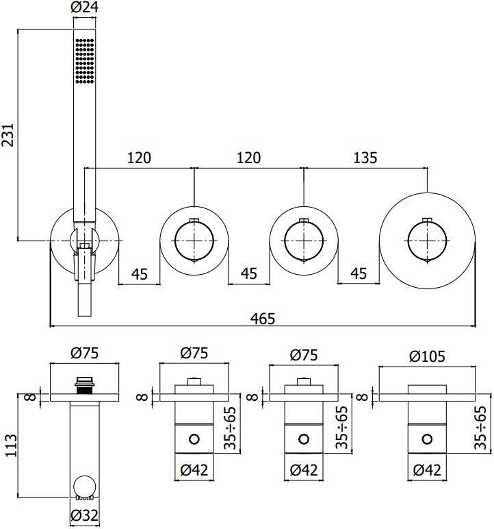 Смеситель для ванны с душем Paffoni Modular Box MDE000HGSP