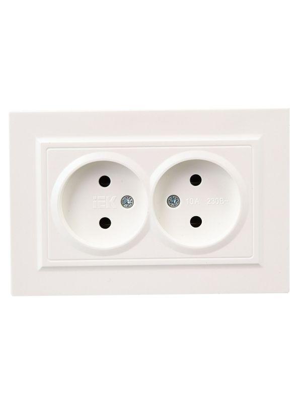 Розетка 2-м СП BRITE РС12-2-БрЖ 10А в сборе без заземл. без защ. шторок жемчуж. IEK BR-R20-10-K36-F