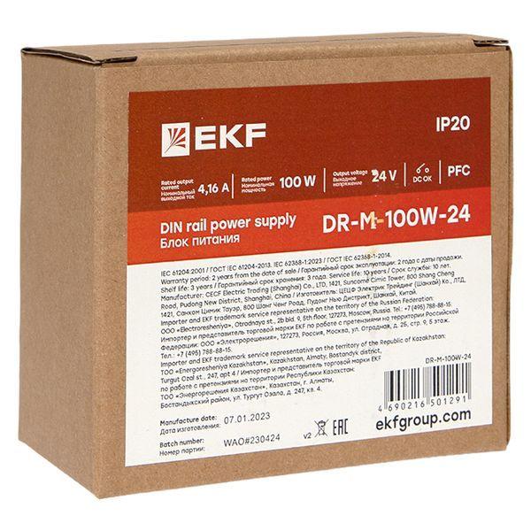 Блок питания на DIN-рейку 100Вт Uвх ~ 220В AC m Uвых - 24В DC постоянного тока EKF DR-M-100W-24