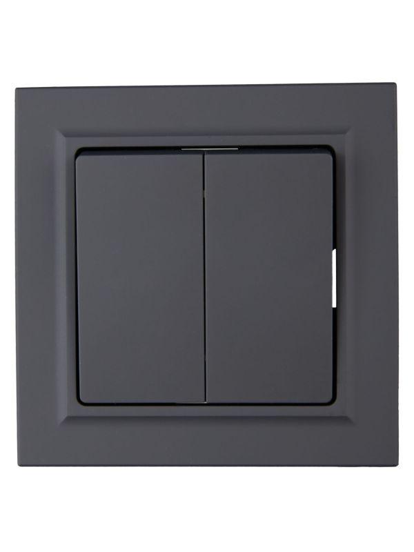 Выключатель 2-кл. СП BRITE ВСР10-2-0-БрГ 10А в сборе графит IEK BR-V20-0-10-K53-F