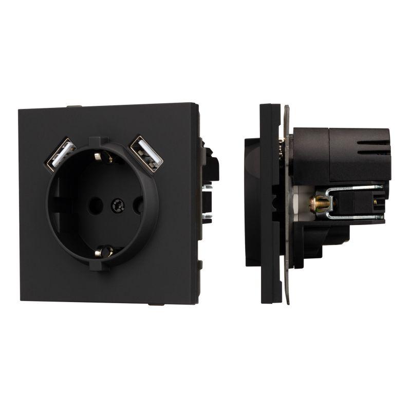 Механизм розетки с USB зарядкой SCT-TENDO-MUAA-SFPL-BK 230В 16А Arlight 054603
