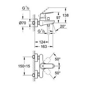 Смеситель Grohe Eurosmart Cosmopolitan 32831000 для ванны