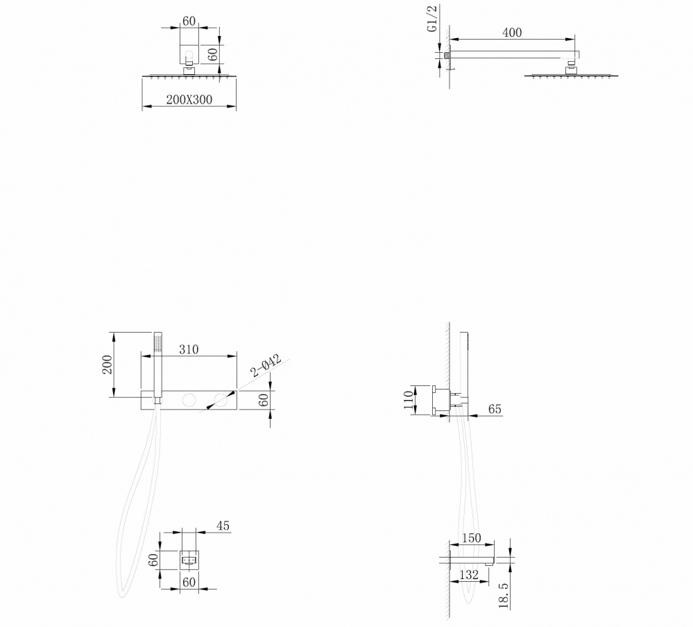 Душевая система ABBER Rund AF8717G скрытого монтажа с изливом, золотое матовое