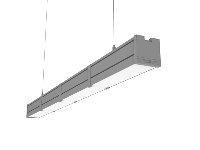 Светильник светодиодный Mercury Pro GL 1019х66х68 15Вт 4000К CRI90 подвесной/накладной аварийный автономный постоянного действия рассеив. опал закал. стекло RAL7045 сер. муар декор. провод 2м подвесы 2м VARTON V1-R0-7R257-31GOA-5401540