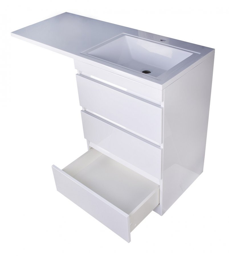 Тумба напольная "Даллас 130", 3 ящ., Люкс белая, PLUS