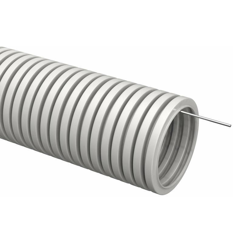 Труба гофрированная ПВХ d20мм с протяжкой сер. (уп.25м) TOKOV ELECTRIC TKE-TG/P-20-C06/25