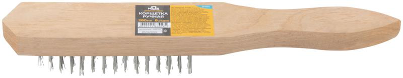 Корщетка ручная деревянная рукоятка 280мм 6-ти рядная MOS 38418М