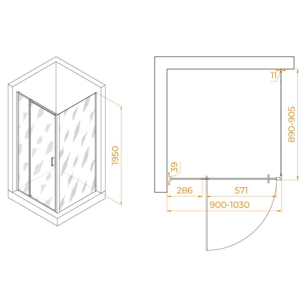 Душевой уголок RGW PA-078B (RGW PA-008B + Z-050-2B), 350807899-14