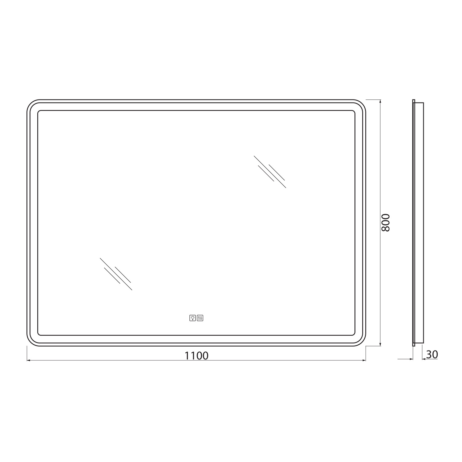 Зеркало BelBagno SPC-MAR-1100-800-LED-TCH-WARM