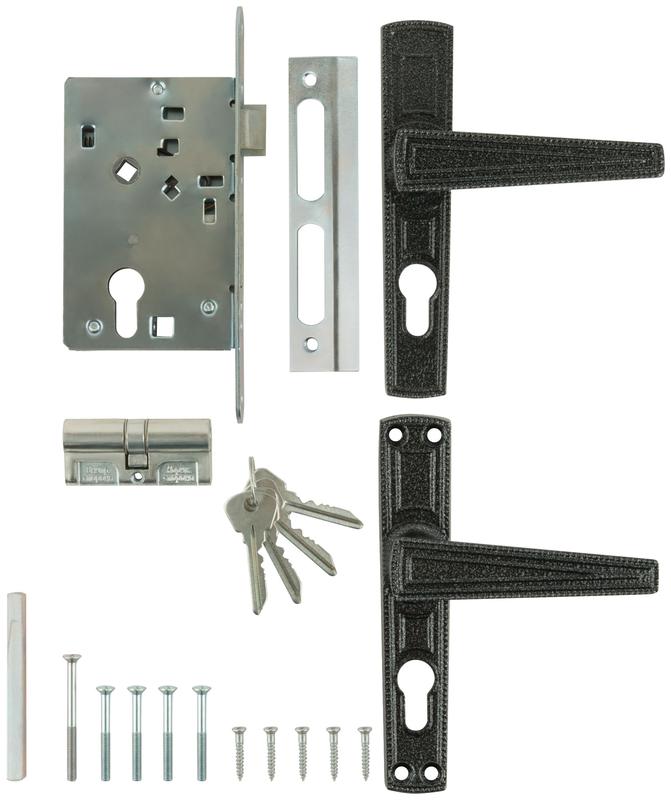 Замок врезной с ручками "Зенит" ЗВ4-3.01 серебр. 67001