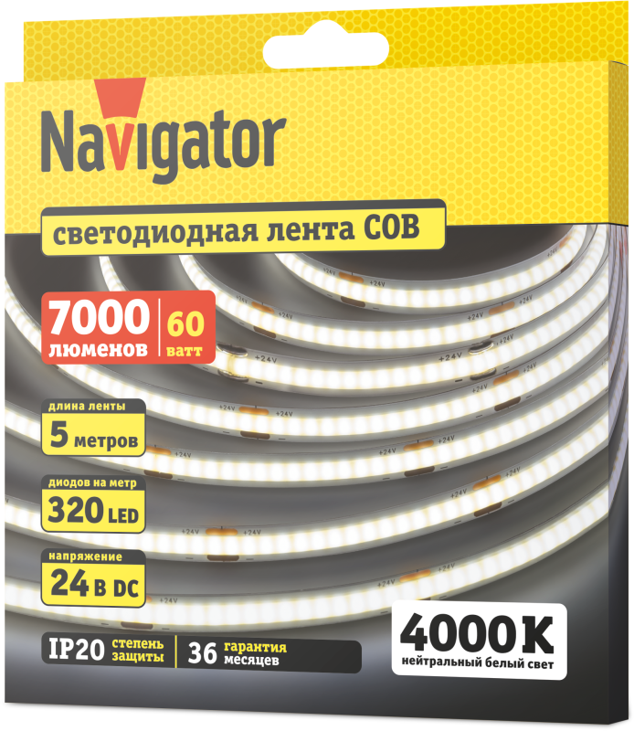 Лента светодиодная 95 316 NLS-СОВW320-12-IP20-24V (уп.5м) Navigator 95316
