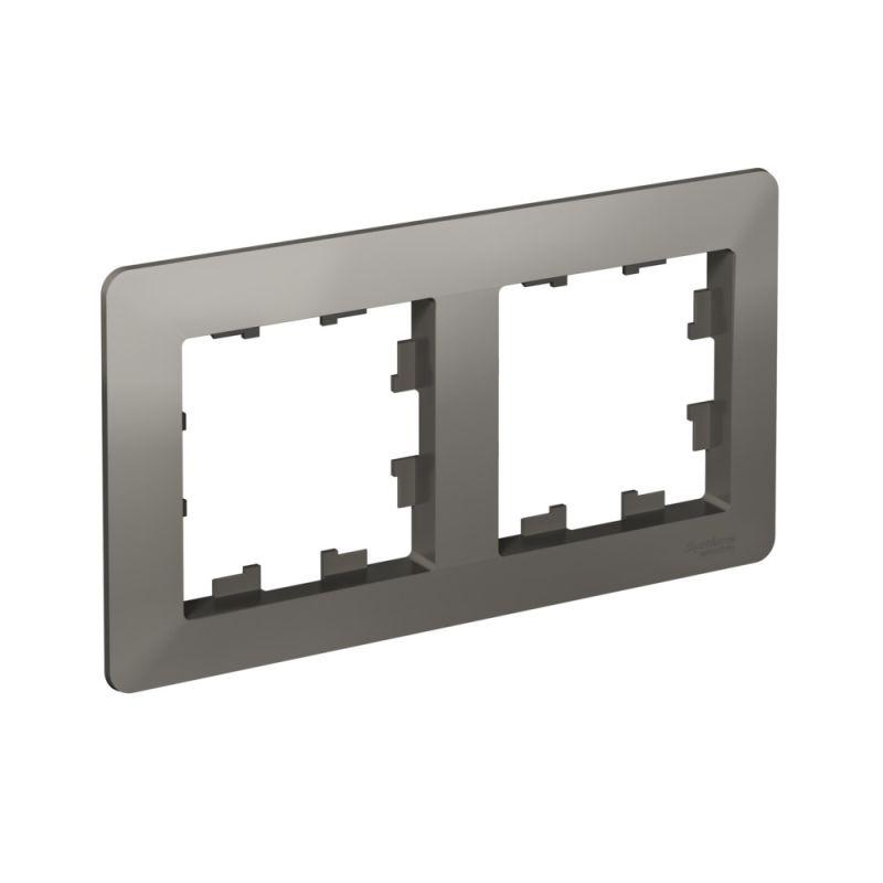 Рамка 2-м AtlasDesign Air сталь/дым. черн. SE ATN220902