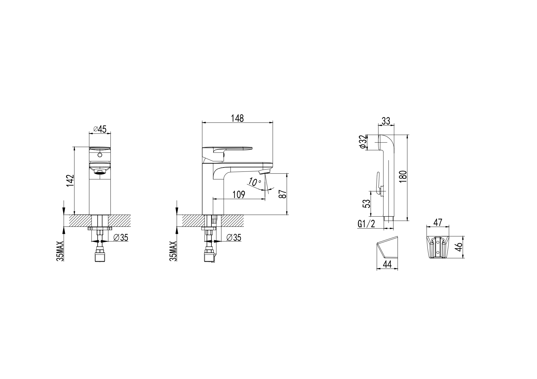Cмеситель Aquatek НИКА  для раковины 90 без донного клапана с гигиеническим ручным душем   AQ1812CR            хром