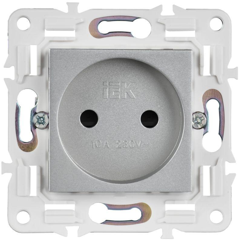 Розетка SKANDY 10А без заземл. защ. шторки SK-R01S серебр. IEK SK-R13-10-K23