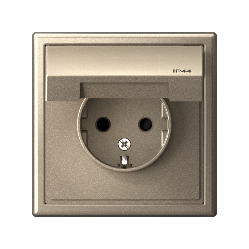 Розетка ArtGallery 16А IP44 с заземл. со шторками с крышкой механизм шампань SE GAL440546