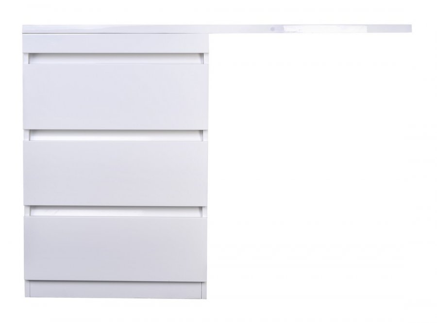 Тумба напольная "Даллас 130", 3 ящ., Люкс белая, PLUS