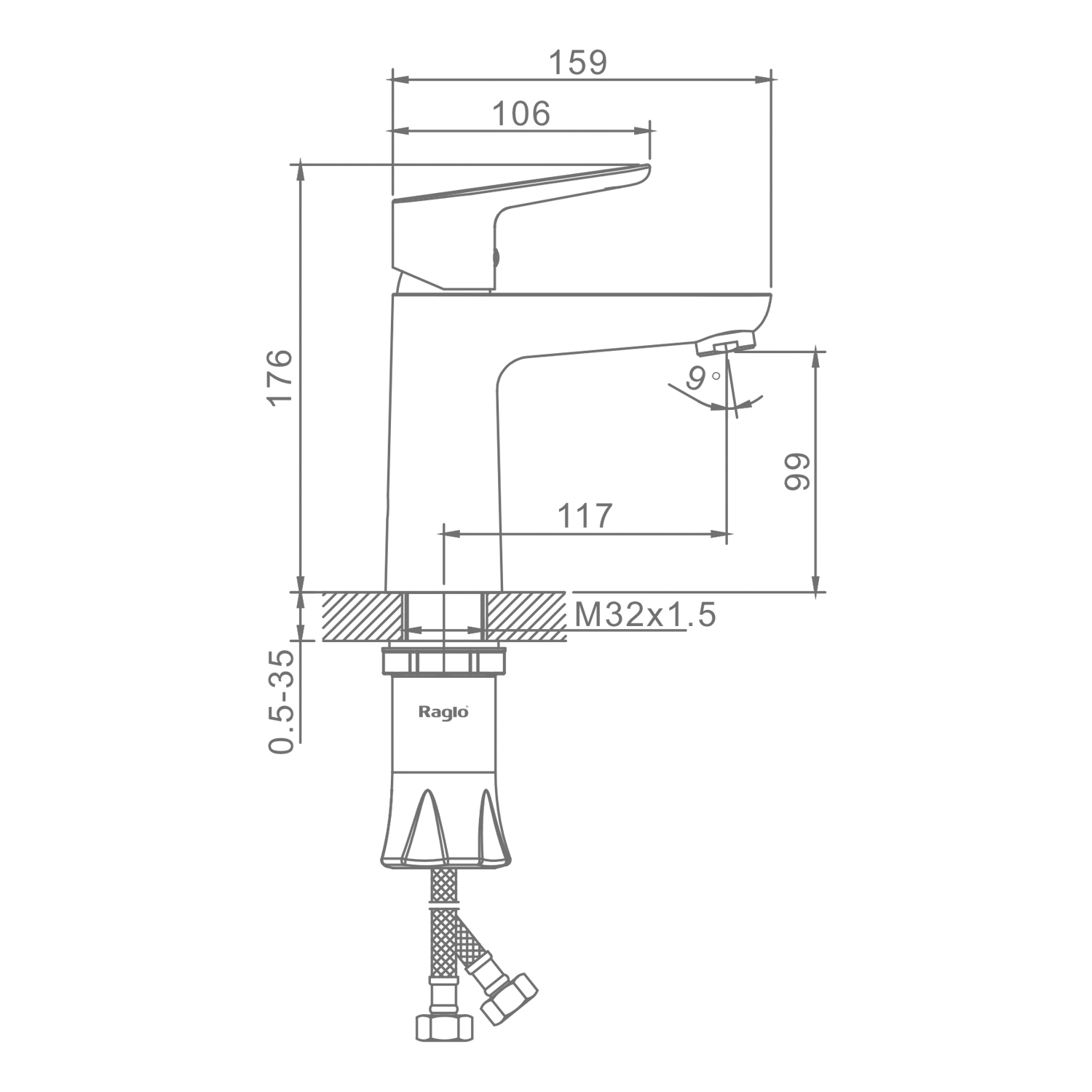 Смеситель для раковины Raglo R31.10.09, графит