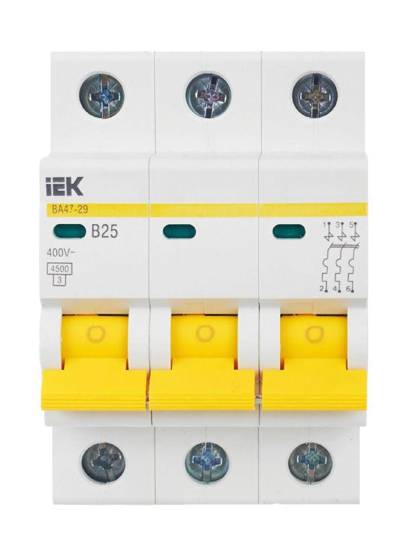 Выключатель автоматический модульный 3п B 25А 4.5кА ВА47-29 KARAT IEK MVA20-3-025-B