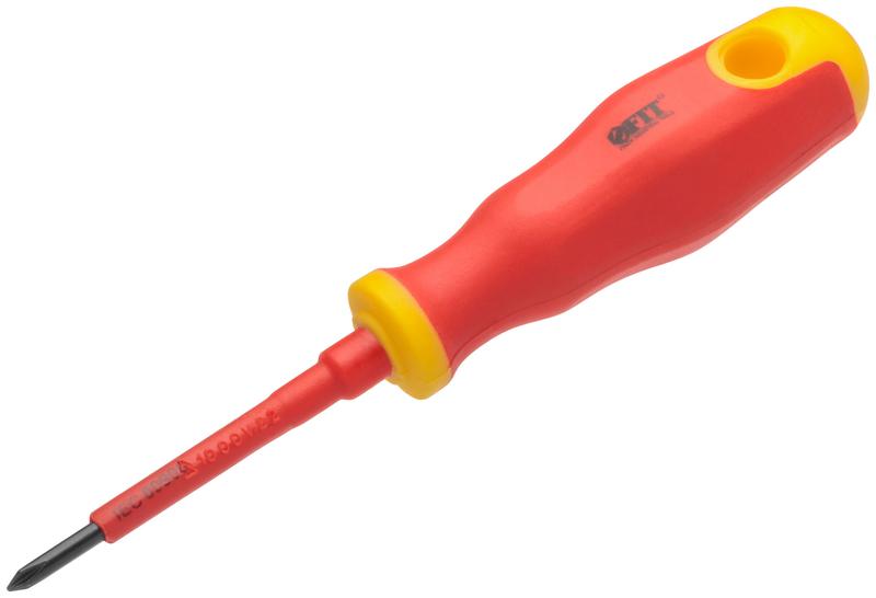 Отвертка изолированная 1000 В CrV сталь прорезиненная ручка 3х60мм РН0 FIT 55891