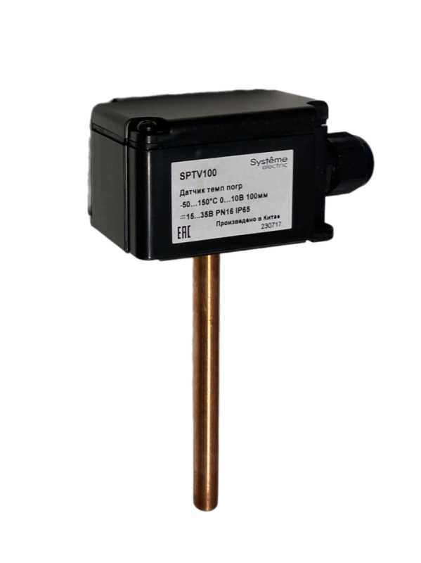 Датчик температуры погружной -50…150град.C 0…10В 100мм =15...35В SE SPTV100