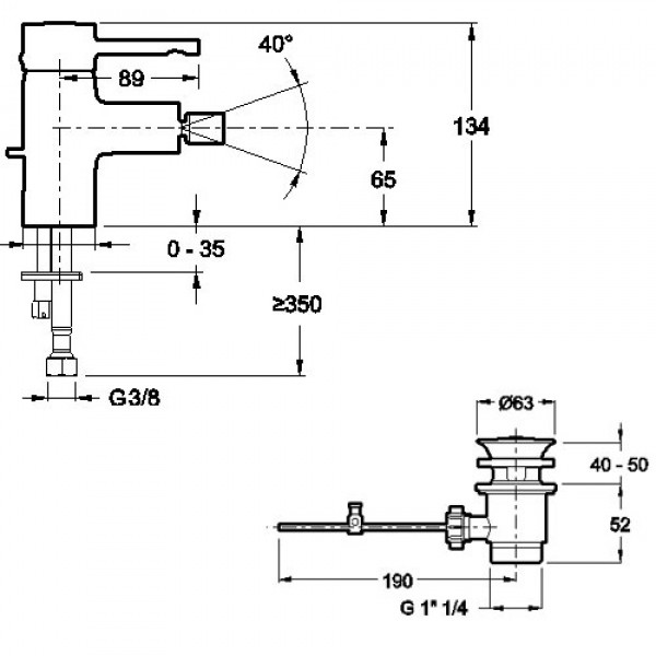 Смеситель Jacob Delafon Cuff E37045-CP для биде