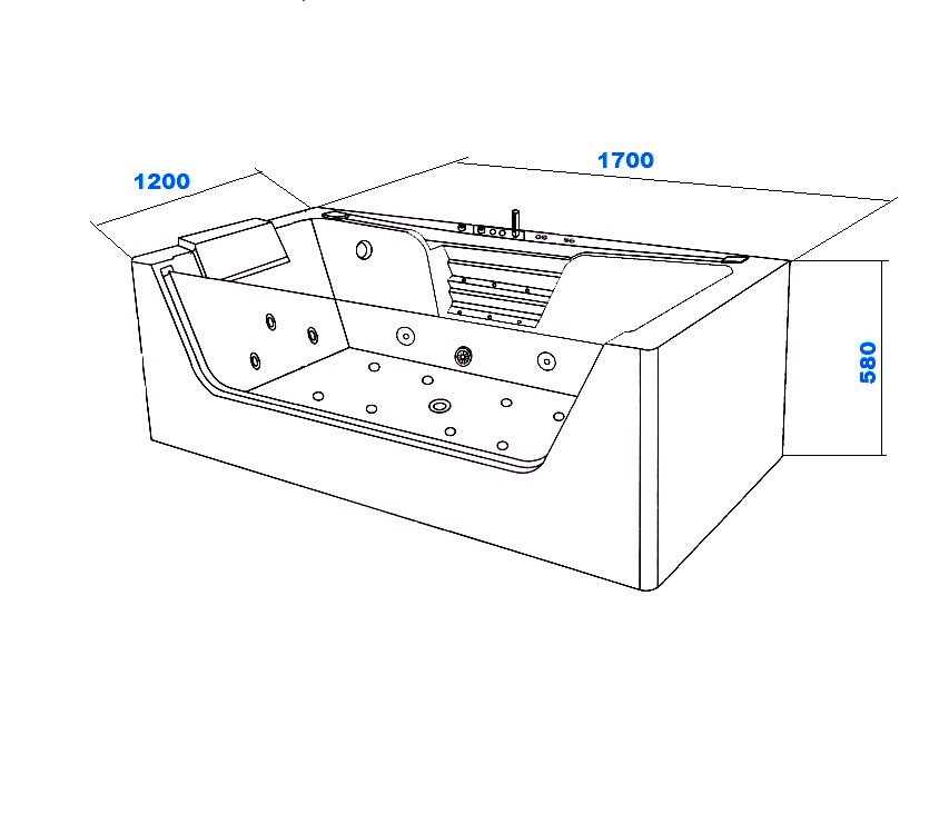 Ванна C-478A акриловая гидромассажная Ceruttispa (1700x1200x580)