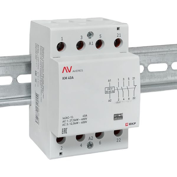 Контактор модульный КМ 40А 3NO+1NC 230В AC (3 мод.) AVERES EKF km-av-3-40-31-230V