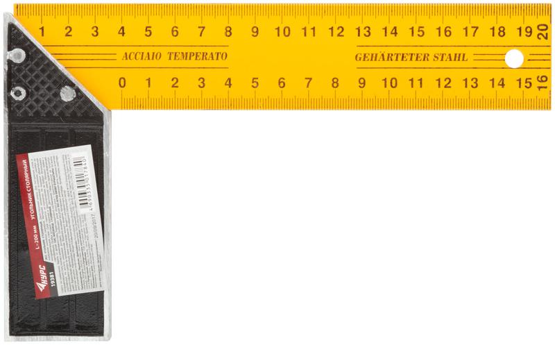 Угольник столярный 200мм желт. КУРС 19381