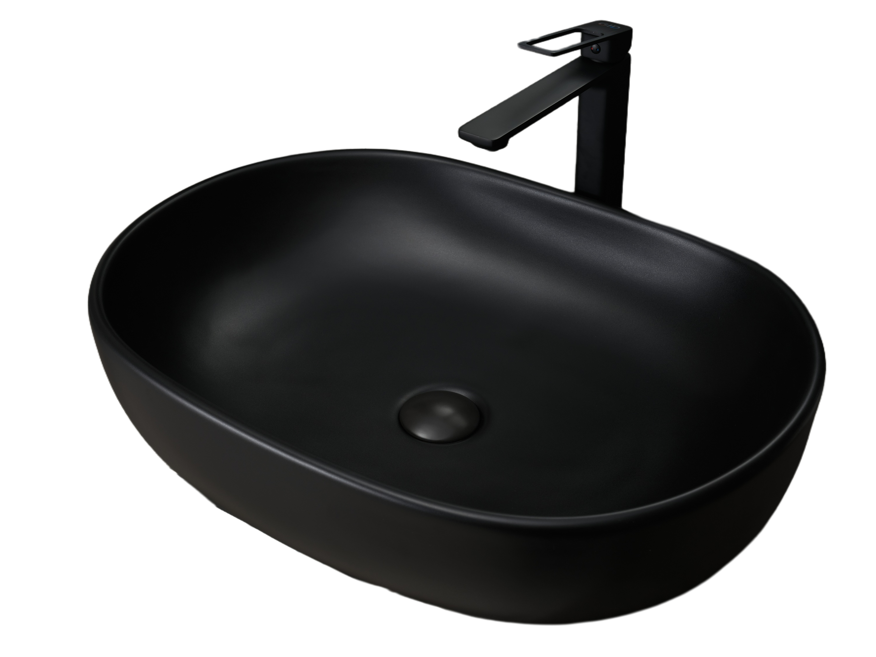 Раковина Gid Bm9026a 53369 накладная черная матовая 60x40x15
