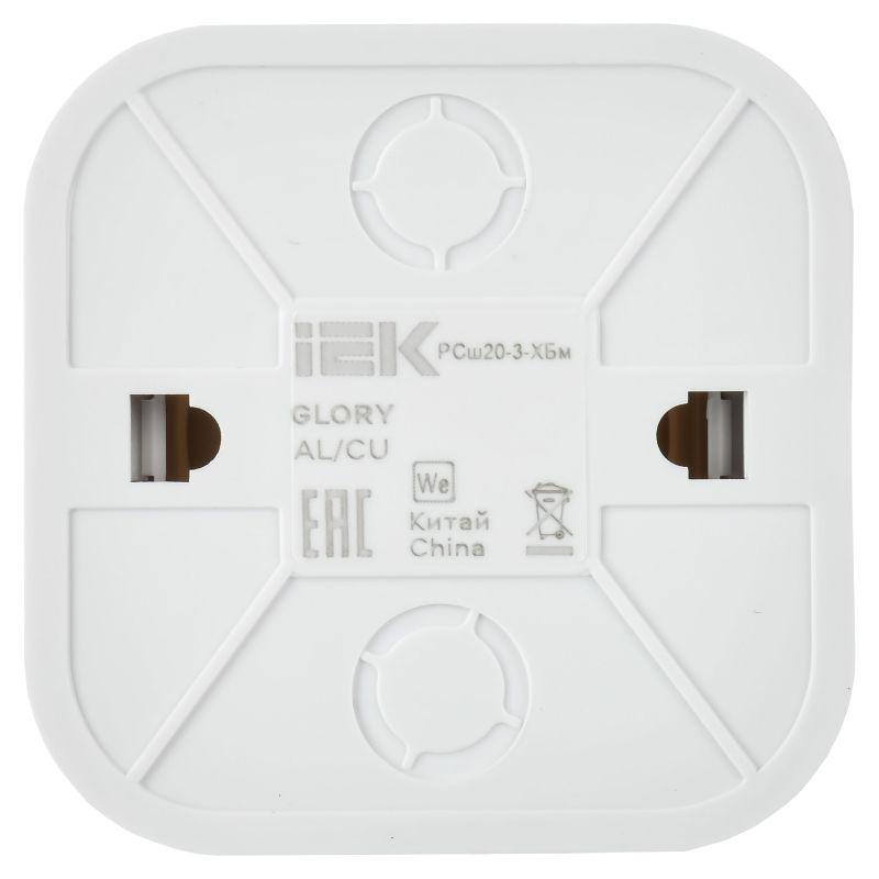 Розетка ОП GLORY РСш20-3-ХБм 16А с заземл. защ. шторки бел. матов. IEK ERH14-K01M-16