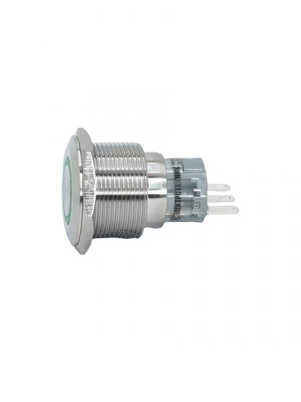 Выключатель кнопочный GQ22-L-11E/G/S 1НО+1НЗ цилиндр d22мм IP65 метал. зел. Электротехник ET020090