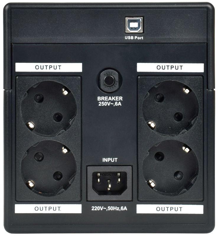 Источник бесперебойного питания ELECTRA ET 1.5кВ.А/900Вт с АКБ 2х9А.ч USB Schuko ITK EET-1500VA-1-002-S