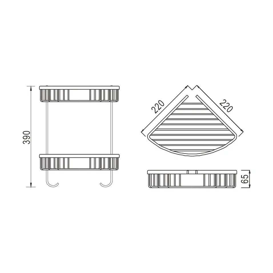 Полка металлическая угловая двухъярусная Rose RW12Q, бронза