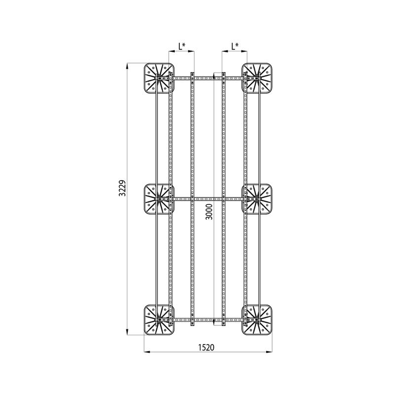Конструкция опорная для установки оборудования TECHNORAPTOR FOOT 1200х3000 тип 2 HD КМ TR0223